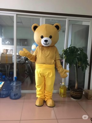 Hengyue Adult Teddy Bear Mascot Costume – Yellow/Brown Bear Suit for Parties, Events & Commercial Use