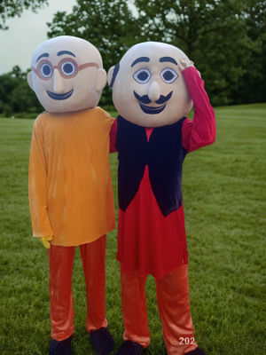 Motu & Patlu Cartoon Full Costume Mascot For Prank or Birthday Elders Halloween Costume