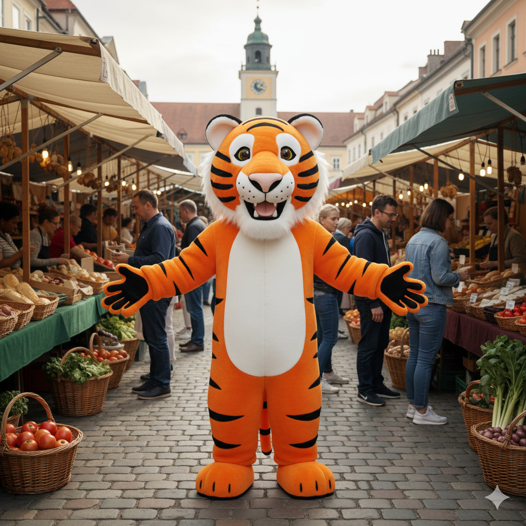 Luxury Tiger Mascot Costume – Adult Full-Body Mascot Suit for Parties, Events, School Shows & Birthday Celebrations – High-Quality Professional Tiger Costume