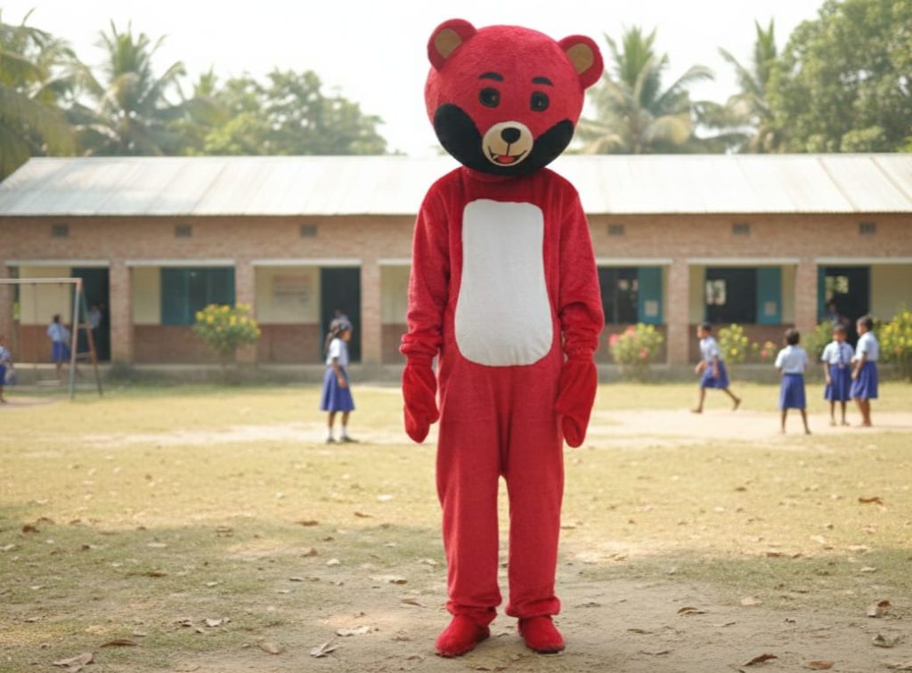 Premium red mascot costume made with soft fabric for events and promotions