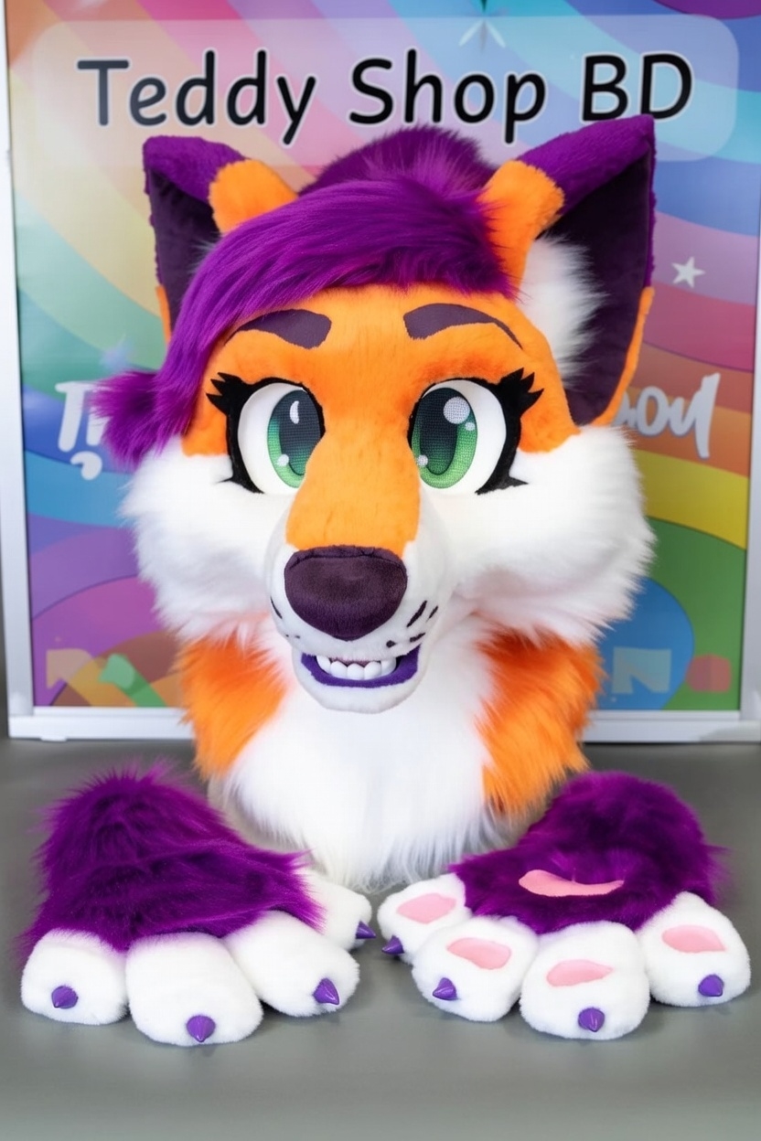Fox Mascot Costume Head and Gloves Bangladesh Colorful fox mascot costume head and gloves character suit available in Bangladesh