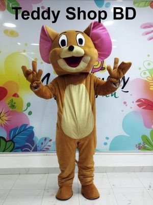 Home Jerry mascot costume character standing at Teddy Shop BD showroom in Bangladesh