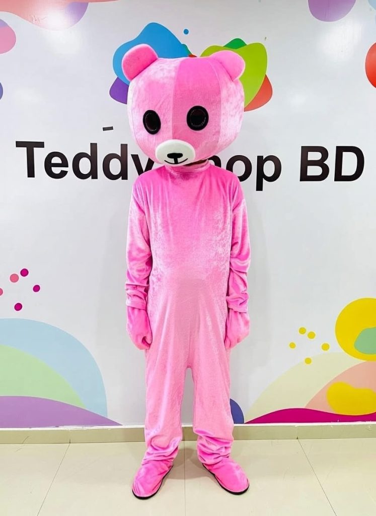Pink Teddy Bear Mascot Costume Bangladesh adult character suit