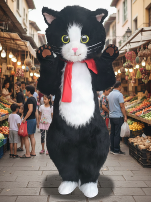Home lovely cat plush dress for adults. inflatable walking cat mascot costume for party, event, carnival, halloween & brand promotion. soft & eye catching.