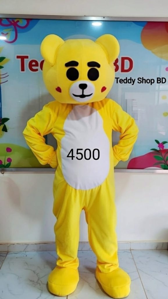 yellow teddy bear funny cartoon costume adult mascot suit | teddy shop bd