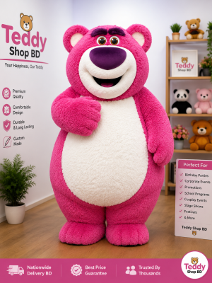cute pink bear mascot costume | teddy shop bd