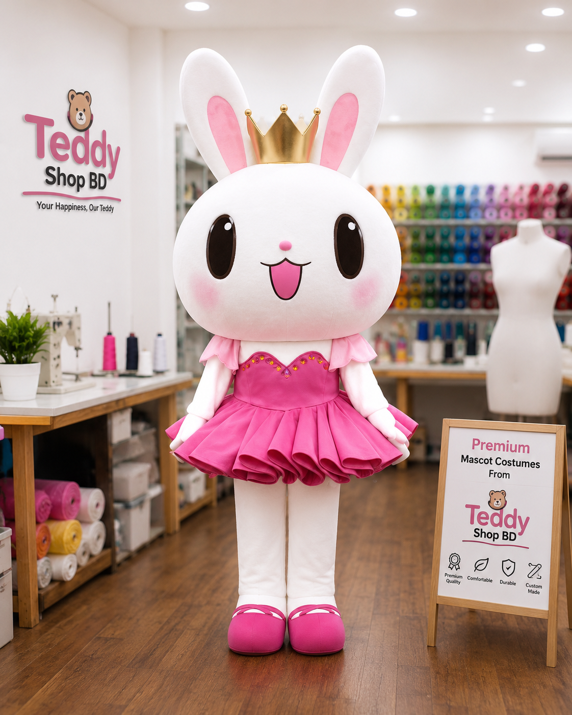 cute white rabbit mascot costume | teddy shop bd Premium White Rabbit Mascot Costume by Teddy Shop BD for Birthday Parties and Events
