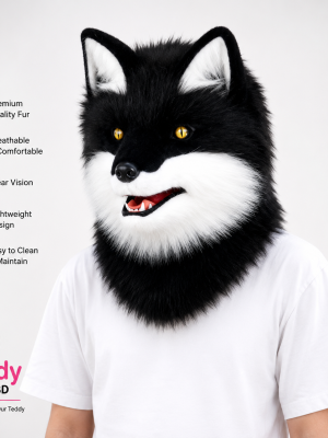 premium black fox mascot head costume | teddy shop bd